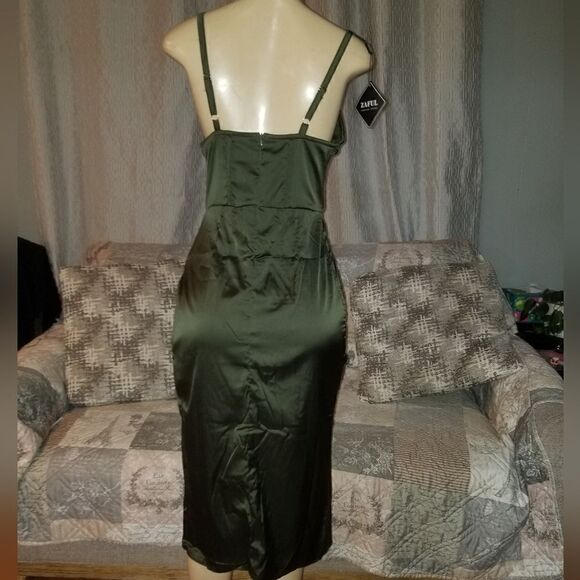 Silky Pleated Draped Bustier Corset-style Midi Dress Medium - Picture 7 of 16